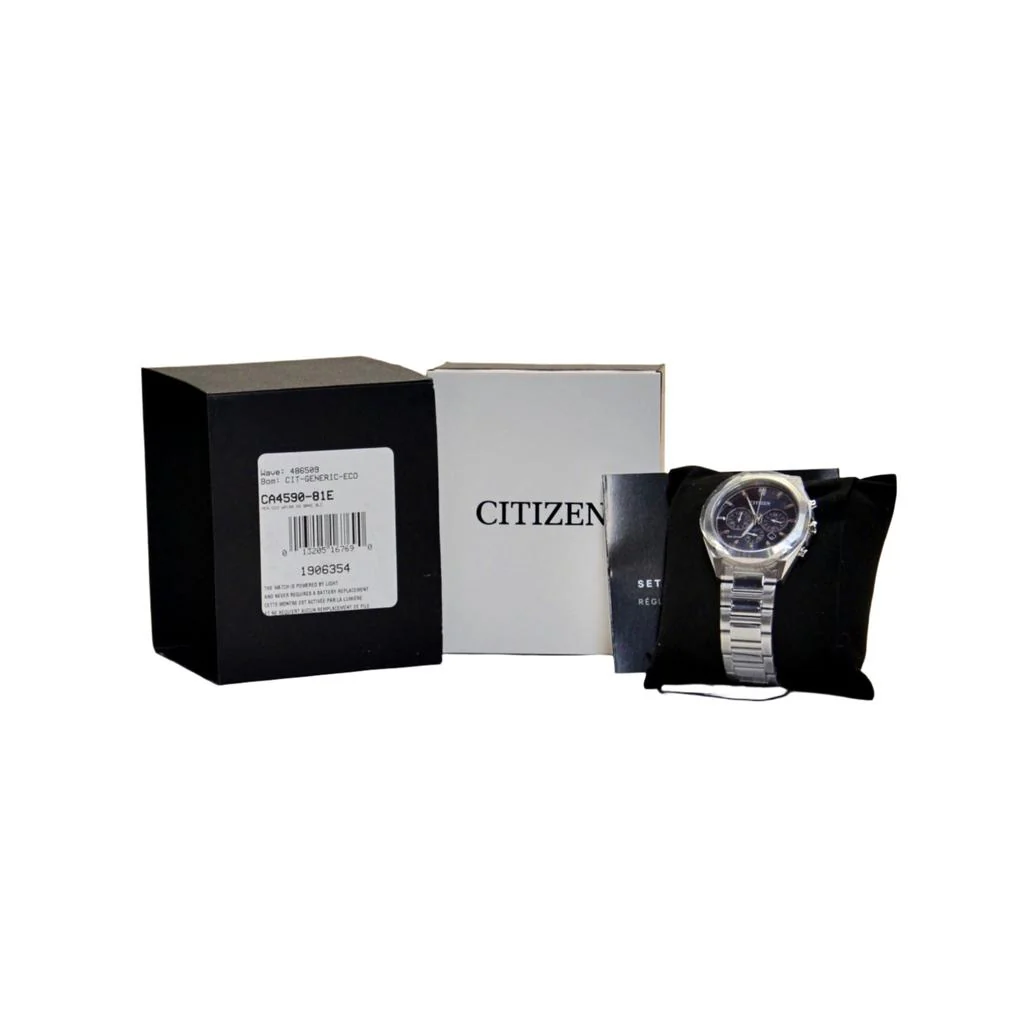 Citizen Men's Eco-Drive CA4590-81E Dress Classic Chronograph Watch Black Dial
