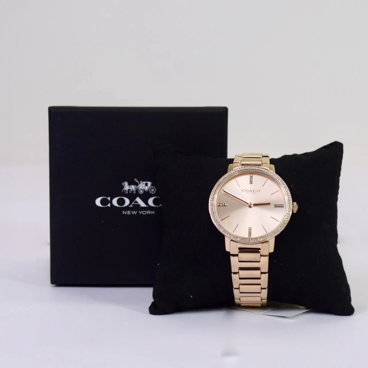 Coach Audrey Carnation Gold Crystal-Embellished Bracelet Watch - Image 2
