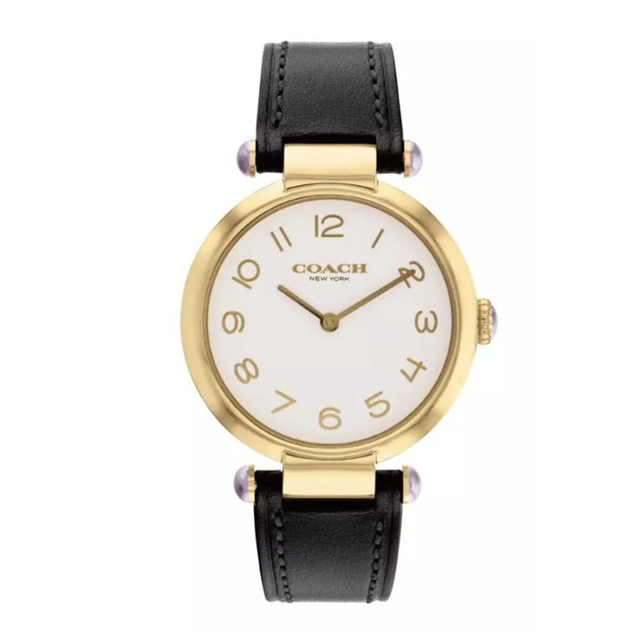Coach New York Women's White Dial Black Leather Strap Watch 14503998