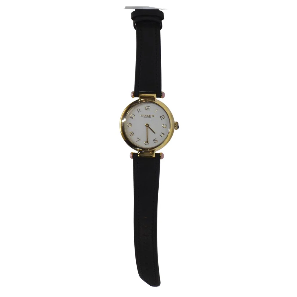 Coach New York Women's White Dial Black Leather Strap Watch 14503998 - Image 3