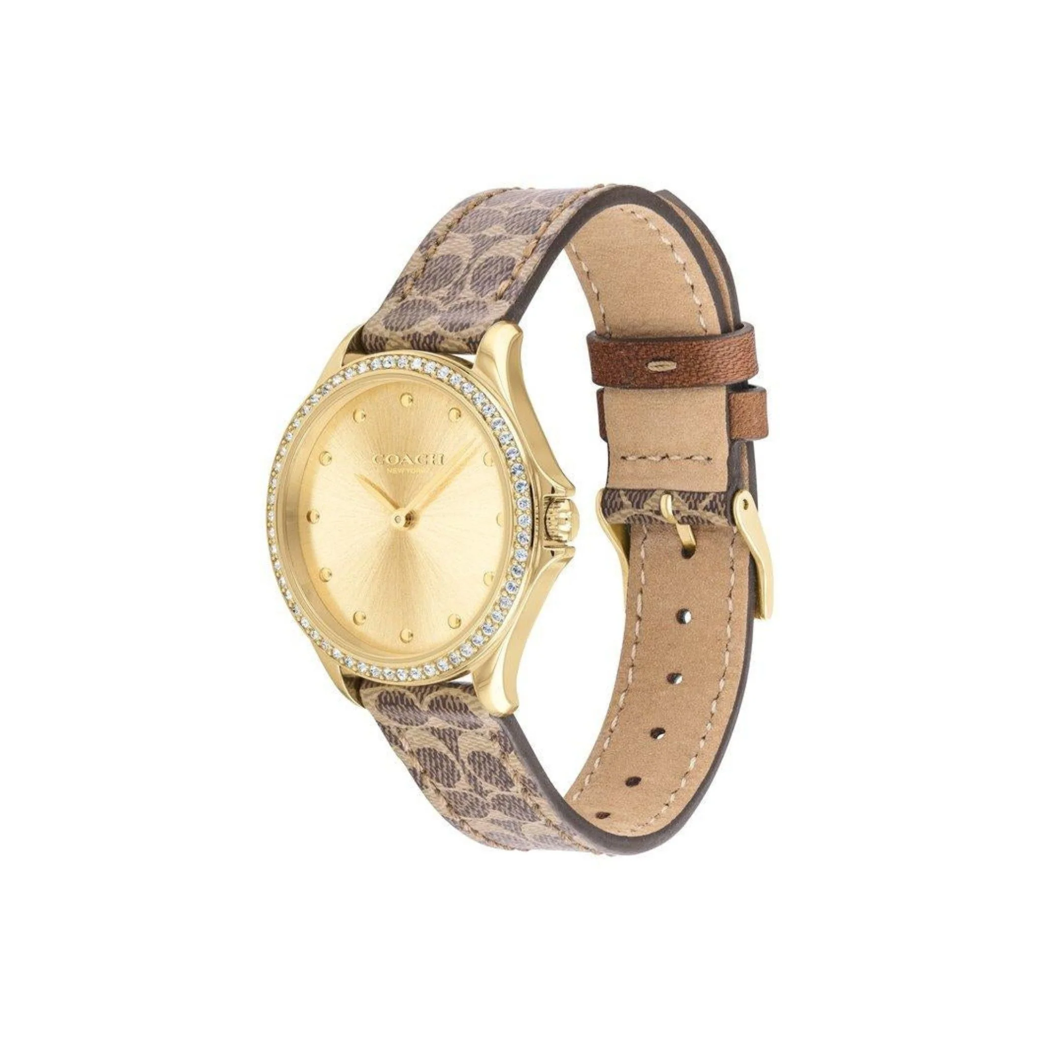 Coach Women's Astor 14503218 Gold Dial Leather Watch