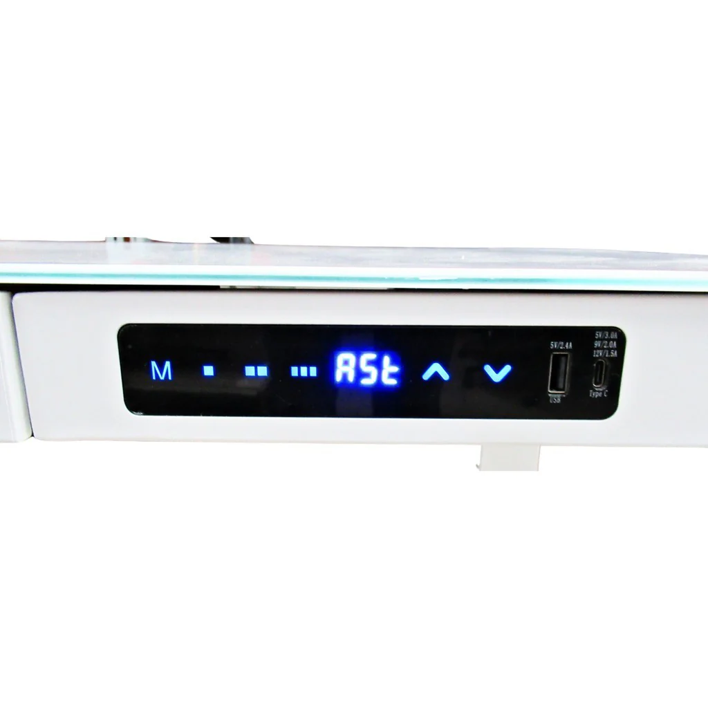 airLIFT Modern Height Adjustable Electric Glass Desk w/ Drawer White - Image 3