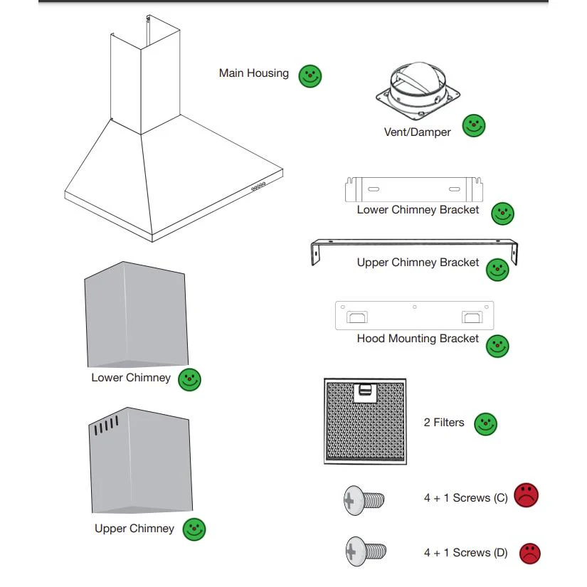 Ancona Pyramid 30" Range Hood AN-1129X 400CFM w/ Nightlight Stainless - Image 3