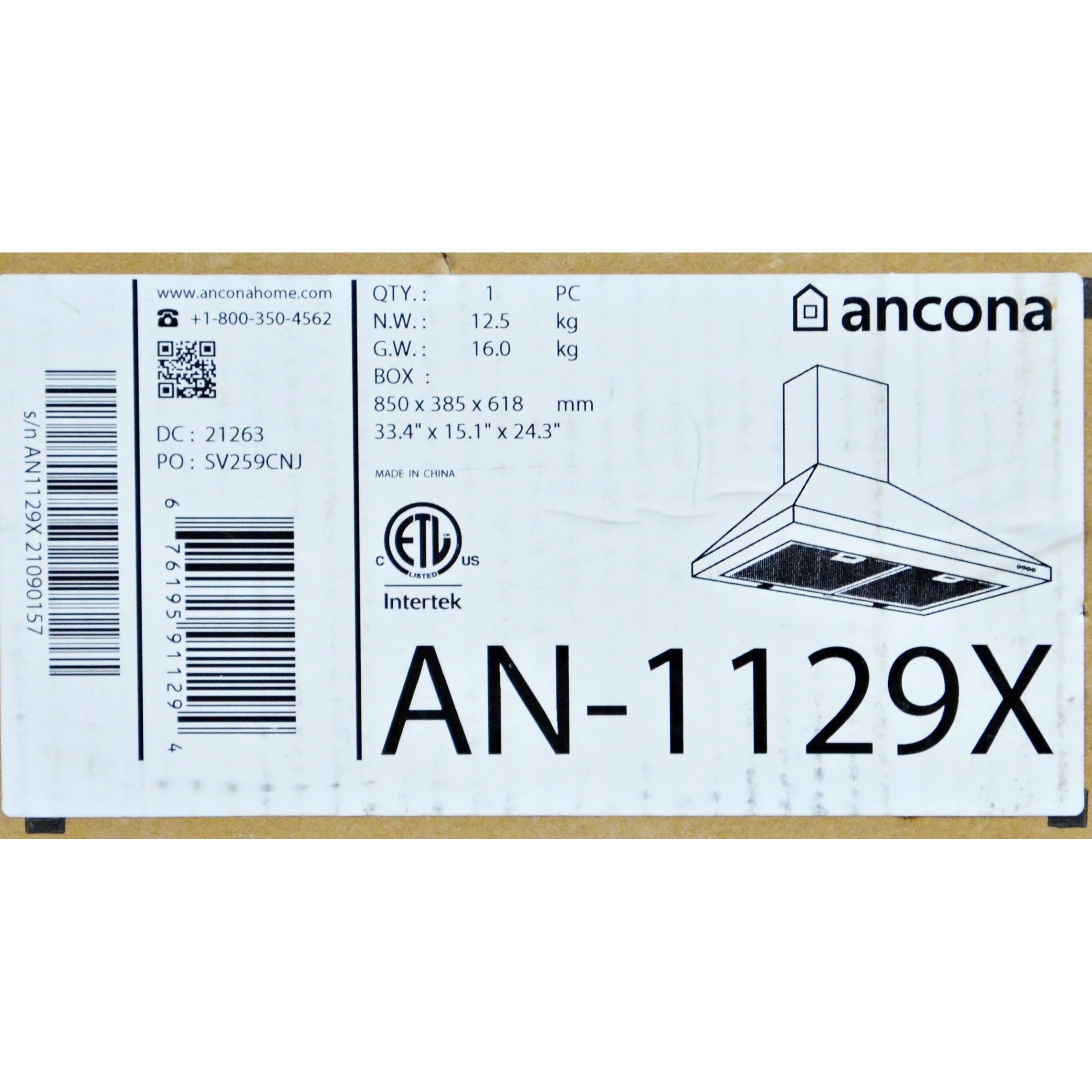 Ancona Pyramid 30" Range Hood AN-1129X 400CFM w/ Nightlight Stainless - Image 7