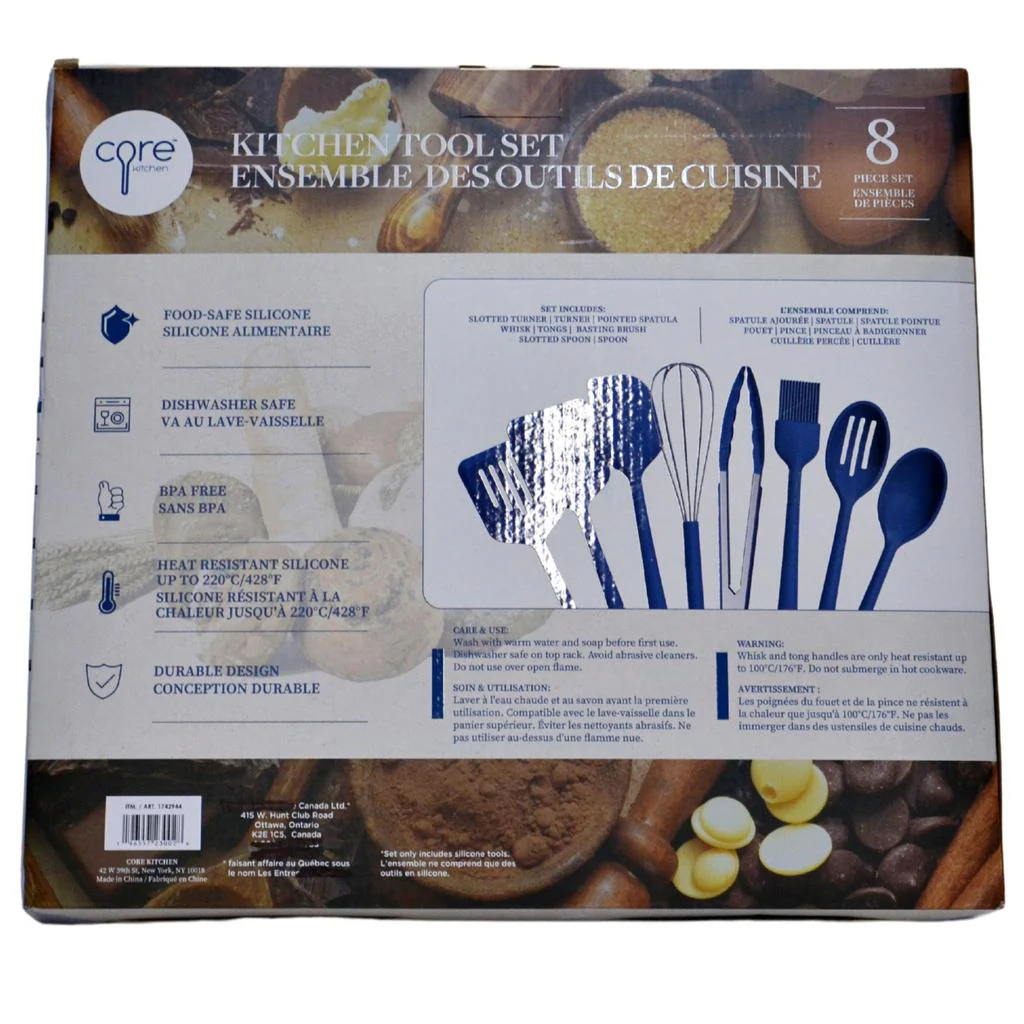 Core Kitchen Silicone Utensils Set of 8 - Blue - Image 2