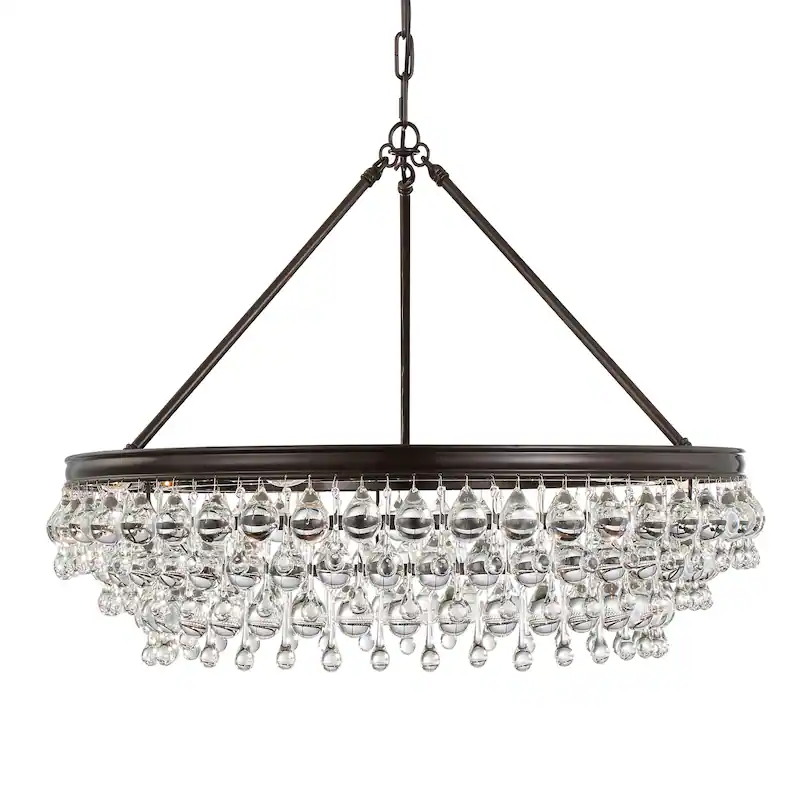 Calypso 6 Light Crystal Teardrop Bronze Chandelier - 30'' W x 20'' H - Image 2