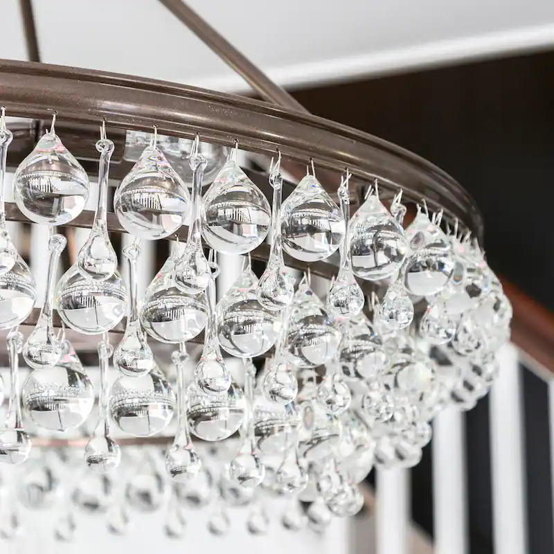 Calypso 6 Light Crystal Teardrop Bronze Chandelier - 30'' W x 20'' H - Image 3