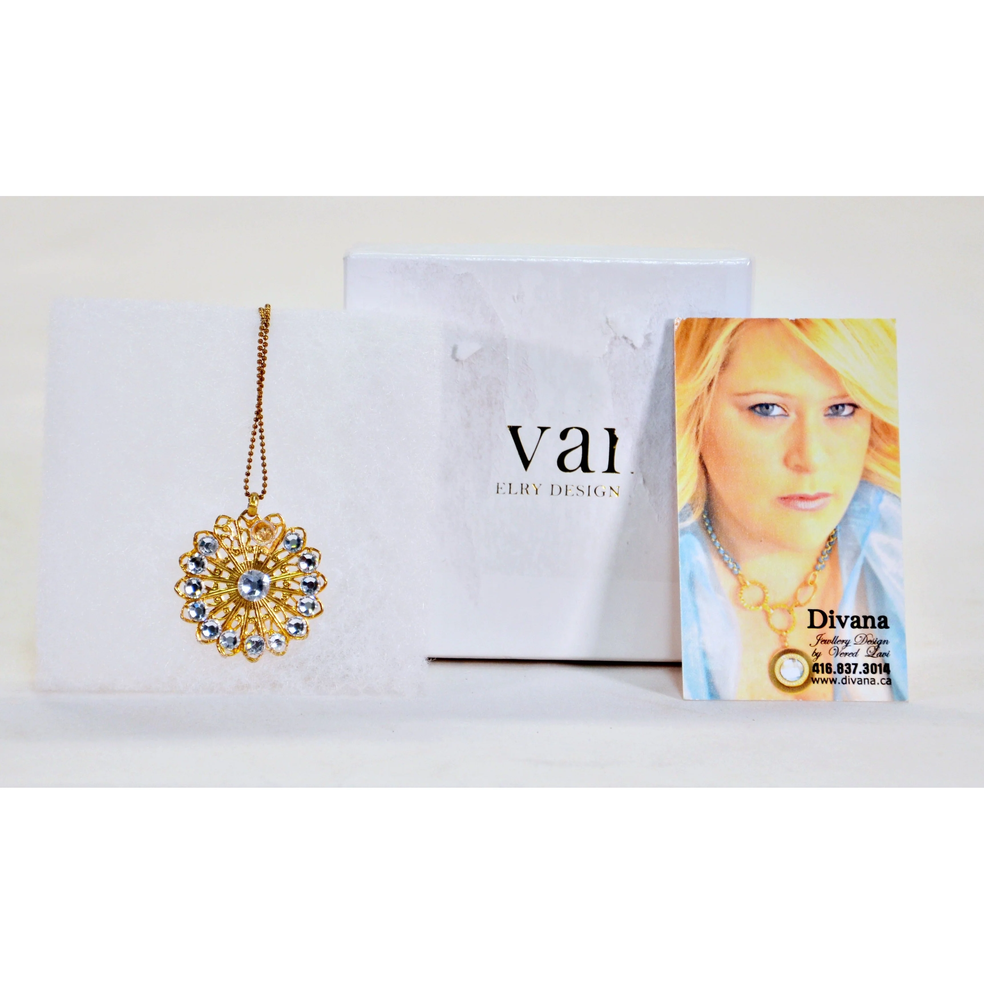 Divana Gold Tone Necklace with clear stones