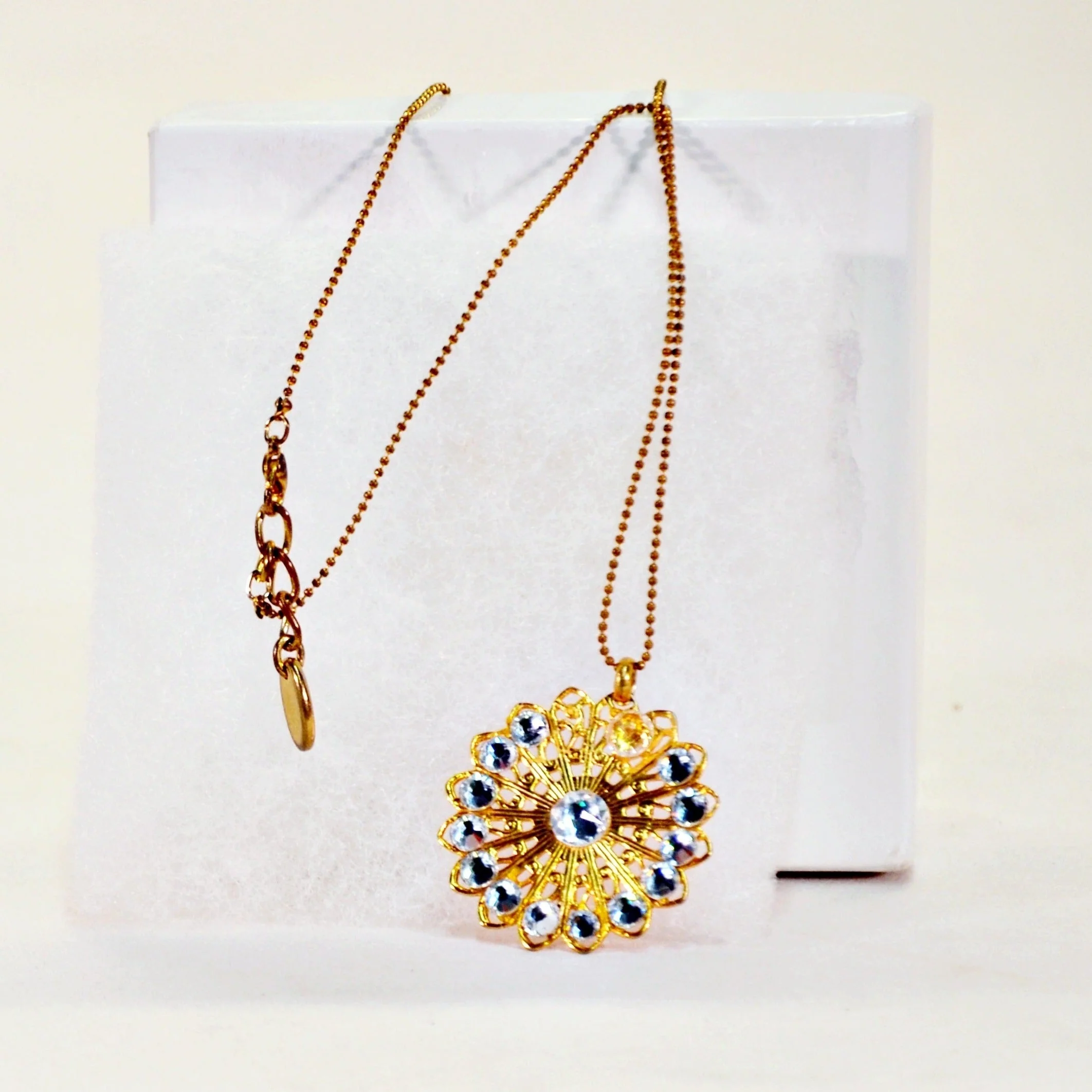 Divana Gold Tone Necklace with clear stones - Image 4