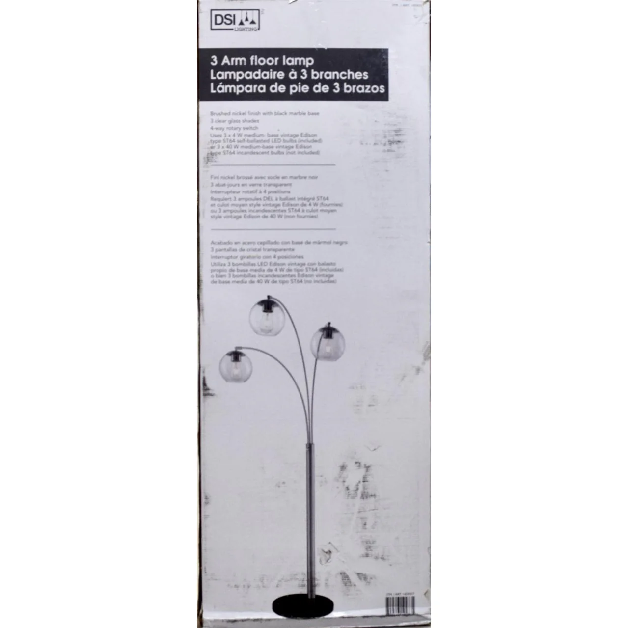 DSI Three Arm Floor Lamp with Marble Base - Image 5