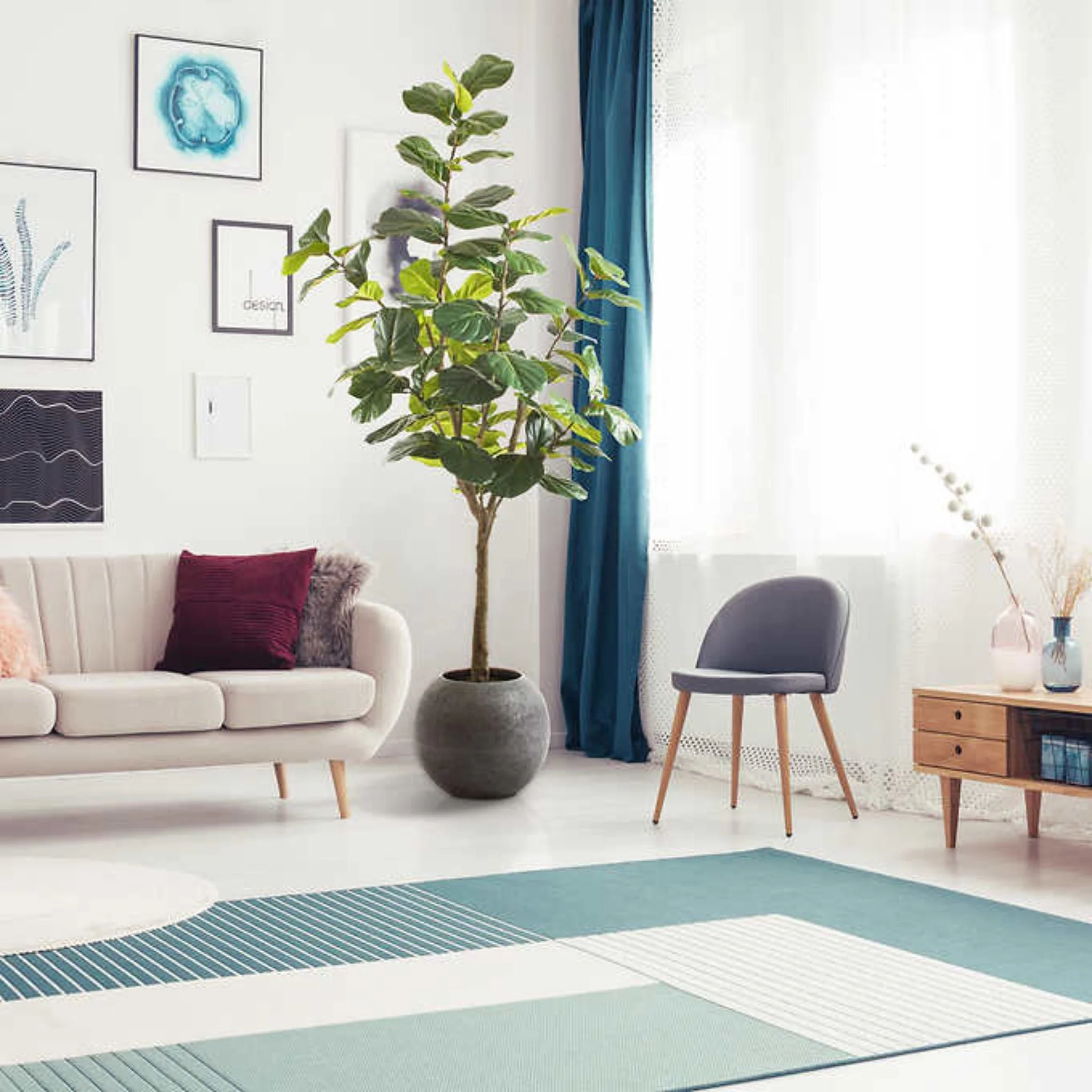 Faux 3.05 m (10 ft.) Fiddle Leaf Fig Tree with Planter - Image 6