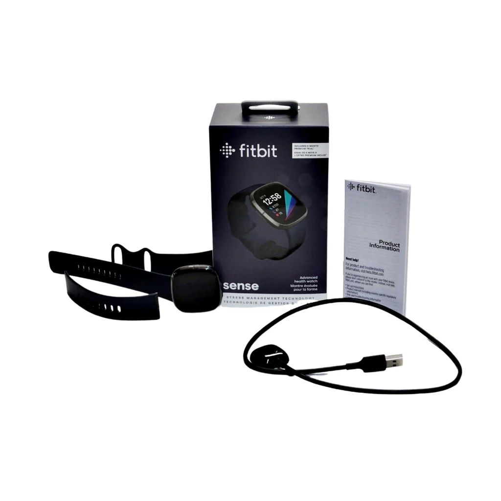 Fitbit Sense Unisex Smart Watch - 2 Charging Cables Black - Image 3