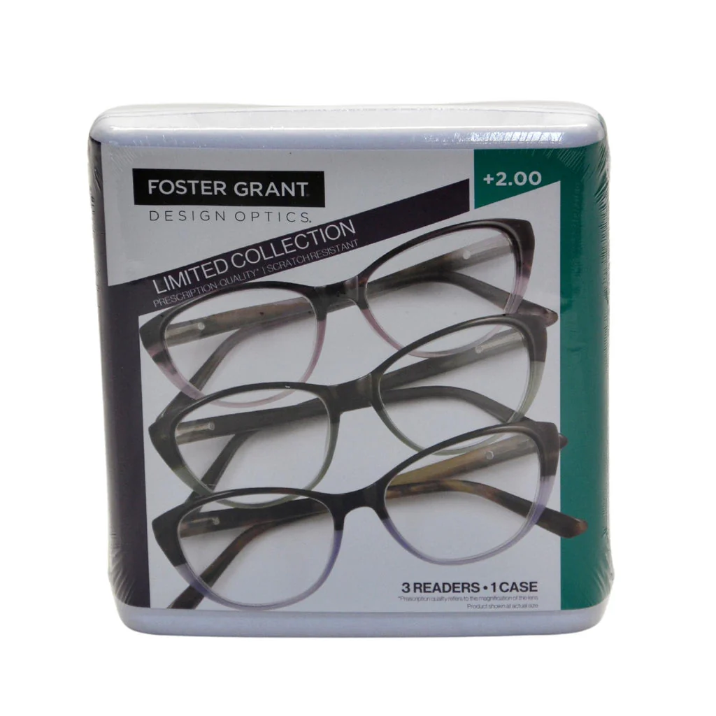 Foster Grant Design Optics Women's Cat Eye Plastic Reading Glasses 3-Pk +2.00 - Image 2