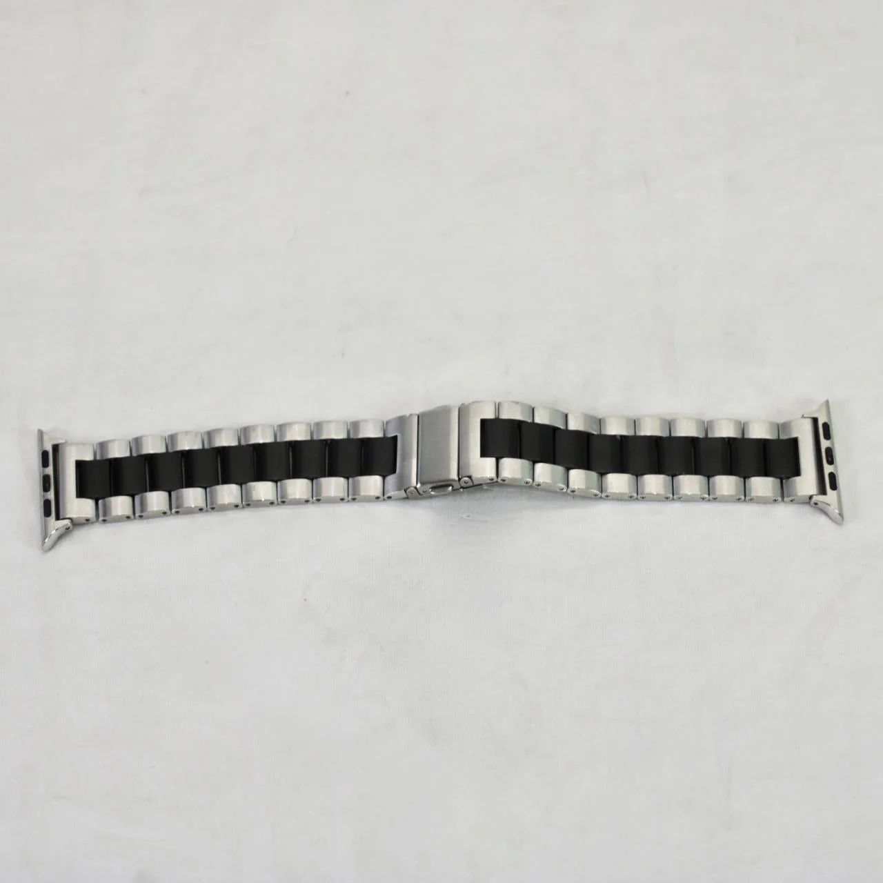 Fullmosa Apple Watch-Compatible Silver/ Black 42mm Watch Band - Image 3