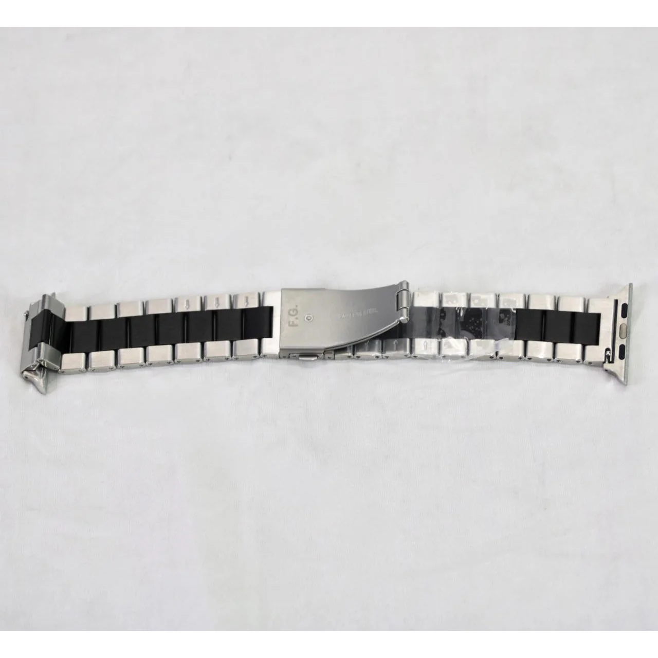 Fullmosa Apple Watch-Compatible Silver/ Black 42mm Watch Band - Image 4
