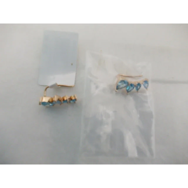 Galleria Armadoro Gold Vermeil Aquamarine CZ Ear Crawlers - Image 2