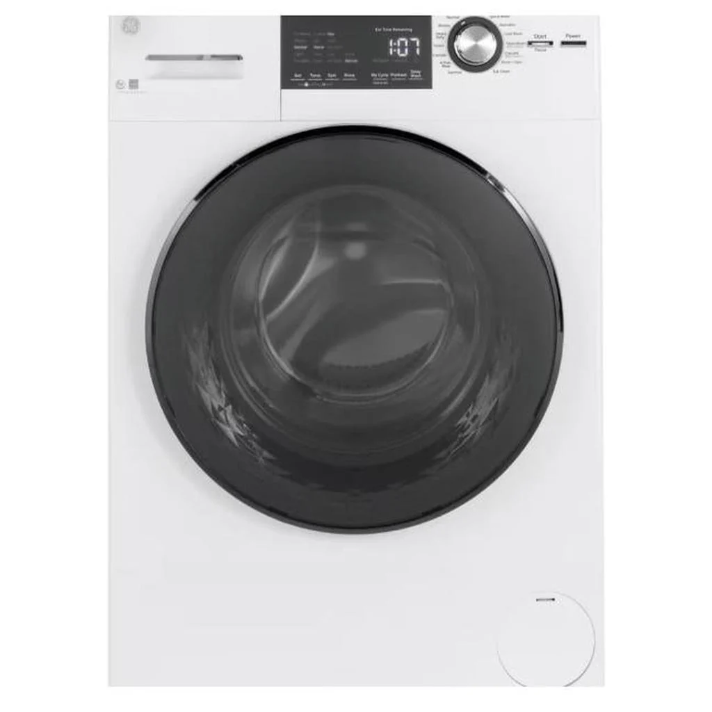 GE 24-Inch 2.8 cu. ft. Stainless Steel Drum Frontload Washer in White GFW148SSM1WW