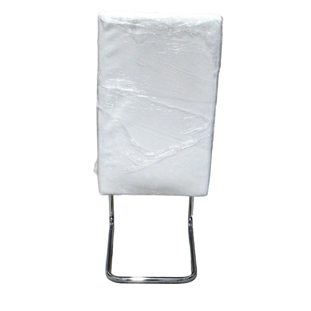 Geri Contemporary Dining Chair 2 Pack with Chrome Frame White - Image 3