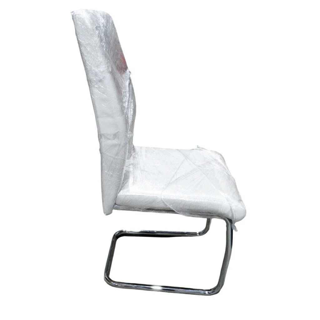 Geri Contemporary Dining Chair 2 Pack with Chrome Frame White - Image 4