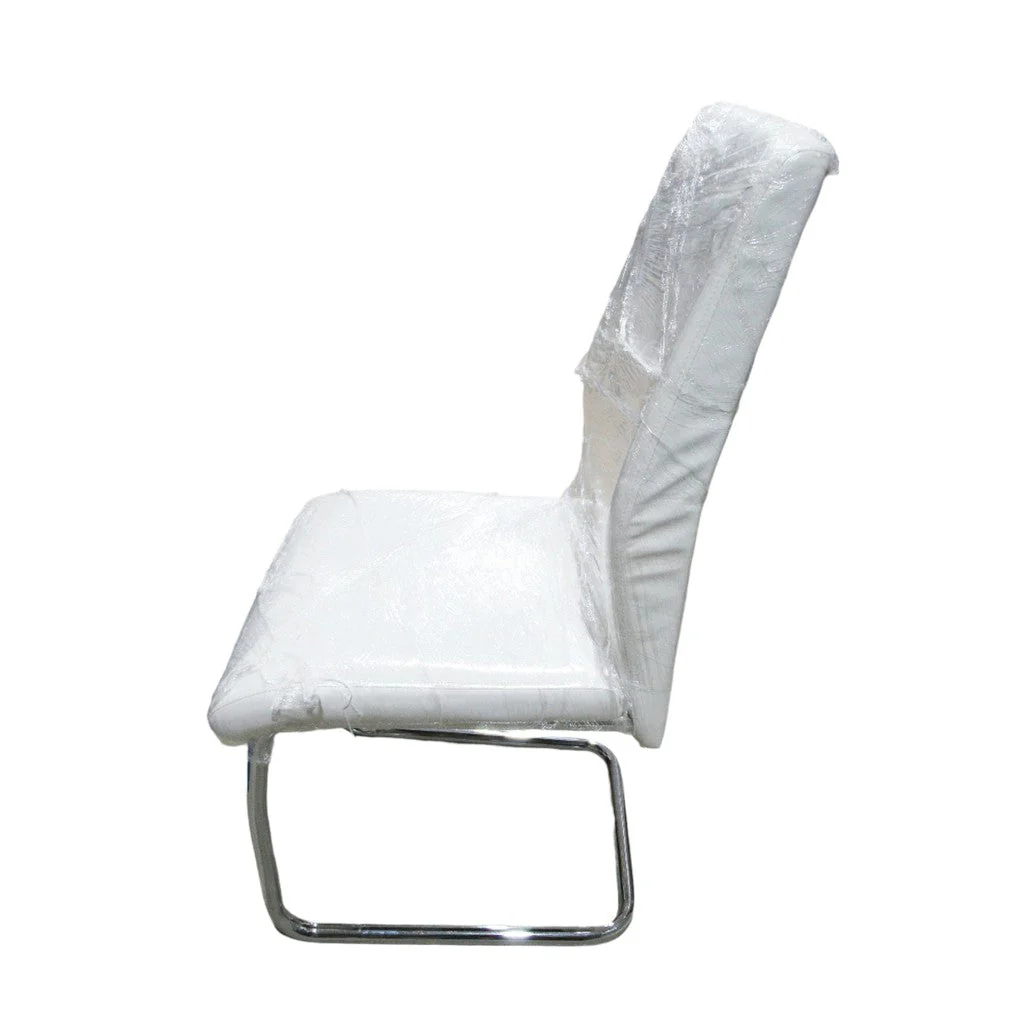 Geri Contemporary Dining Chair 2 Pack with Chrome Frame White - Image 5