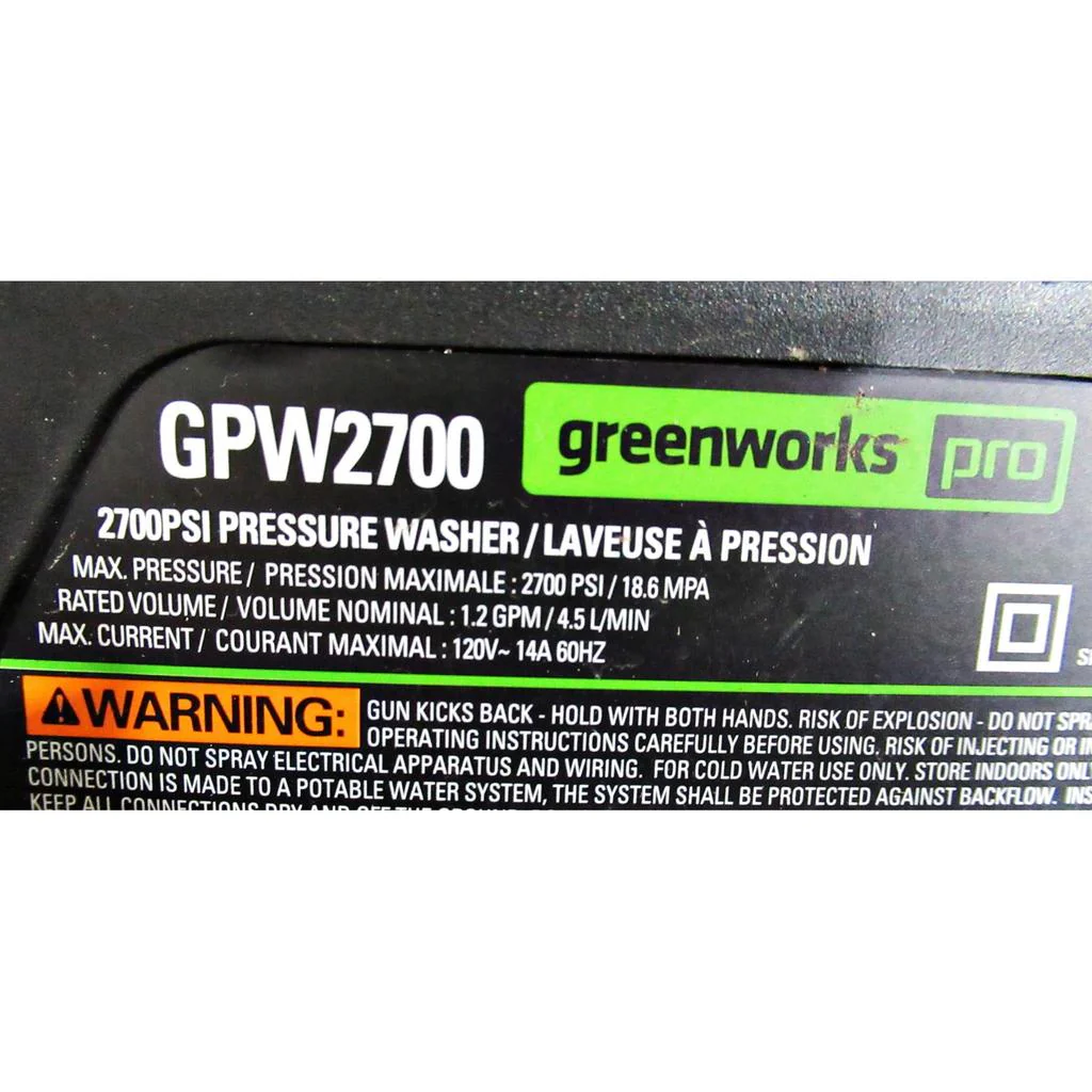 Green Works 2700 PSI Electric High-Pressure Washer with UberFlex Hose - Image 7