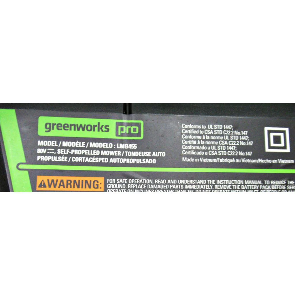 Greenworks 80V 21" Self-Propelled Lawn Mower LMB455 - Image 7