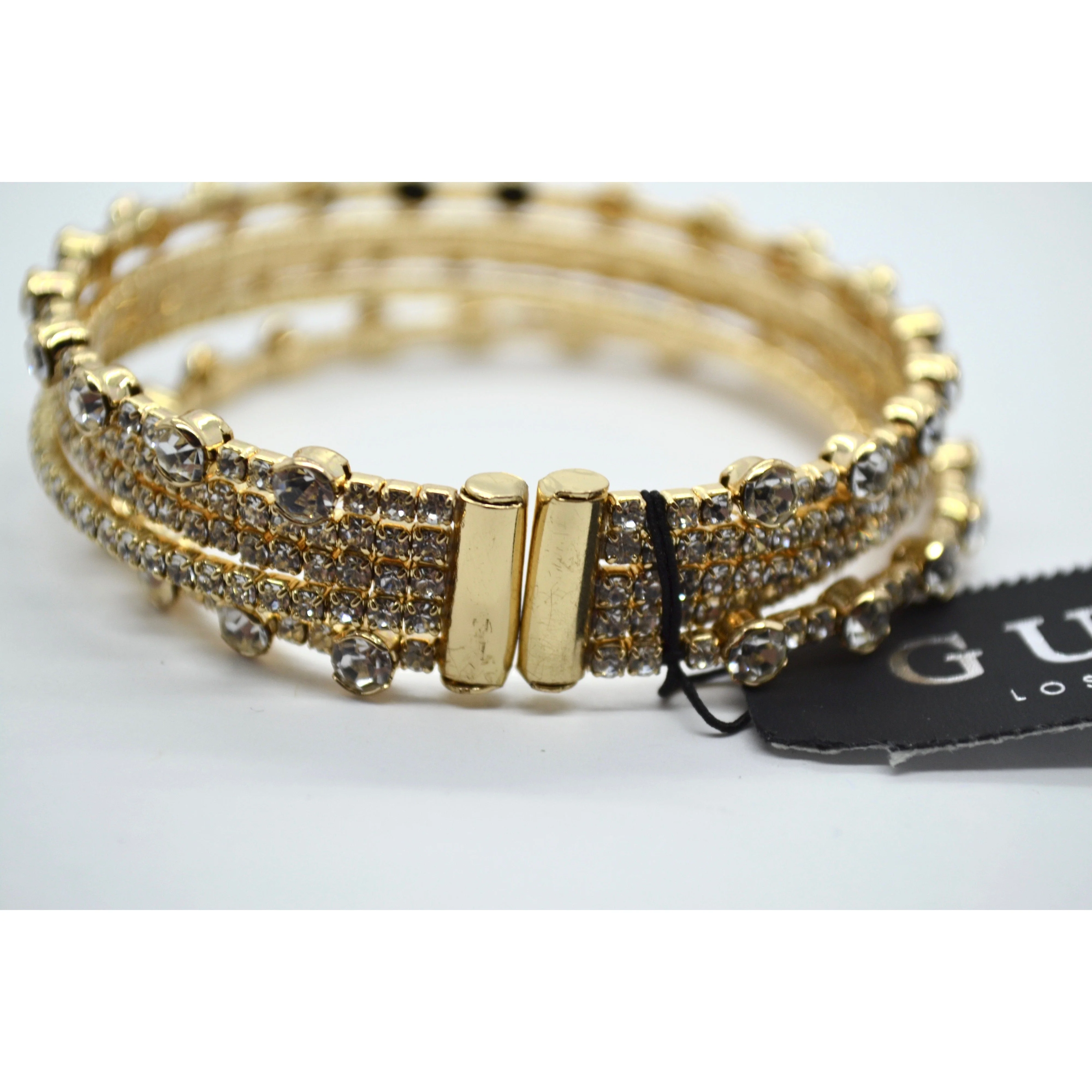 GUESS Los Angeles Gold Tone Crystal Cuff Bracelet - Image 3