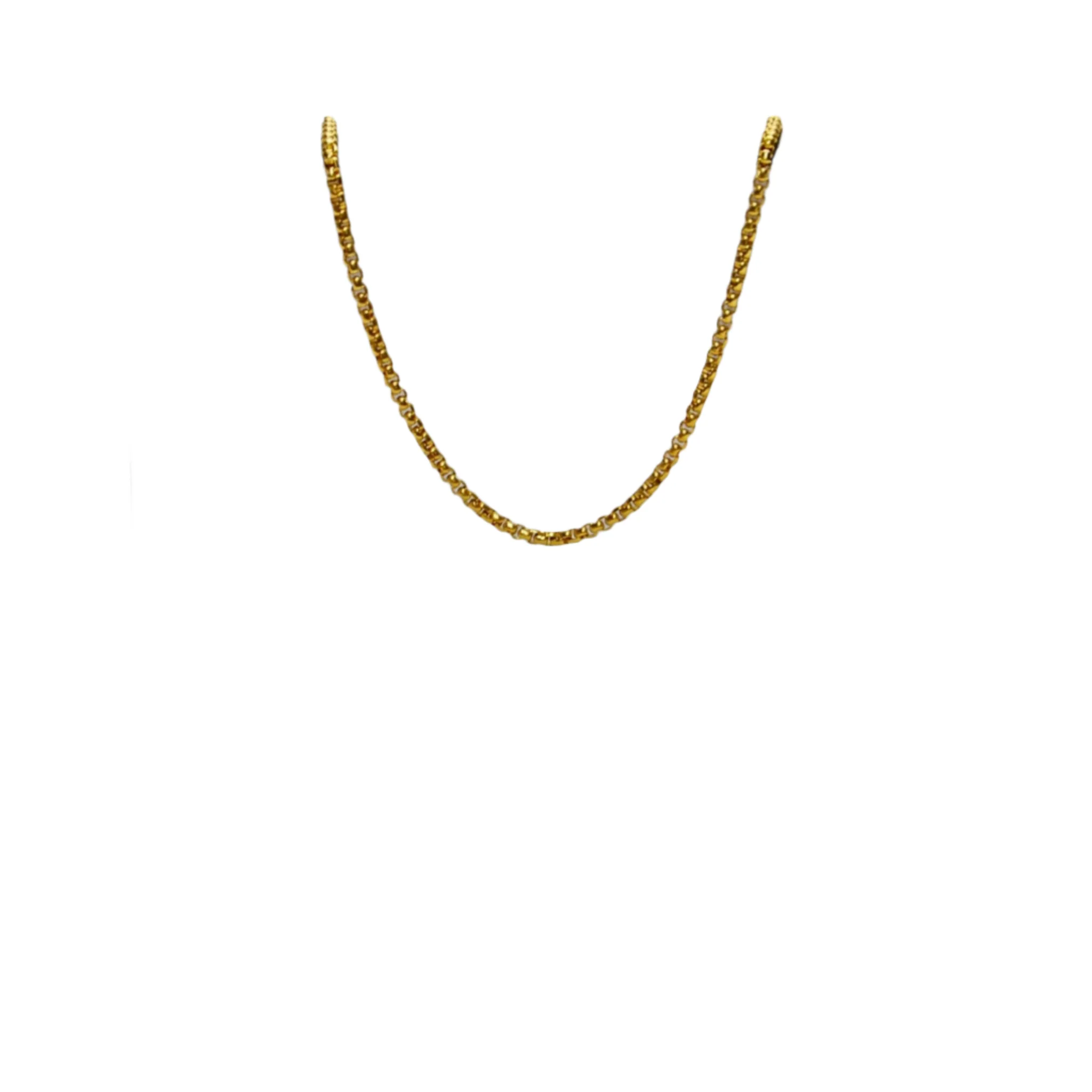 High Polish and Diamond Cut Round Box Chain in Yellow 18K Gold - Image 3