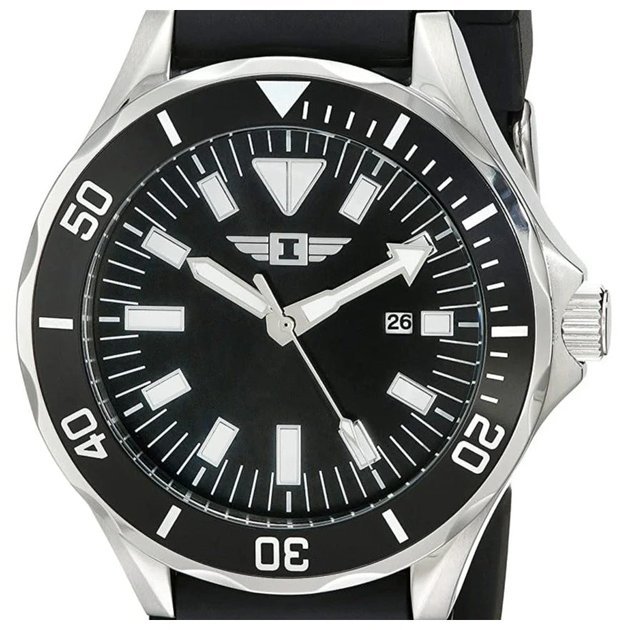 Invicta Watch Men's Black Dial Black Leather Strap