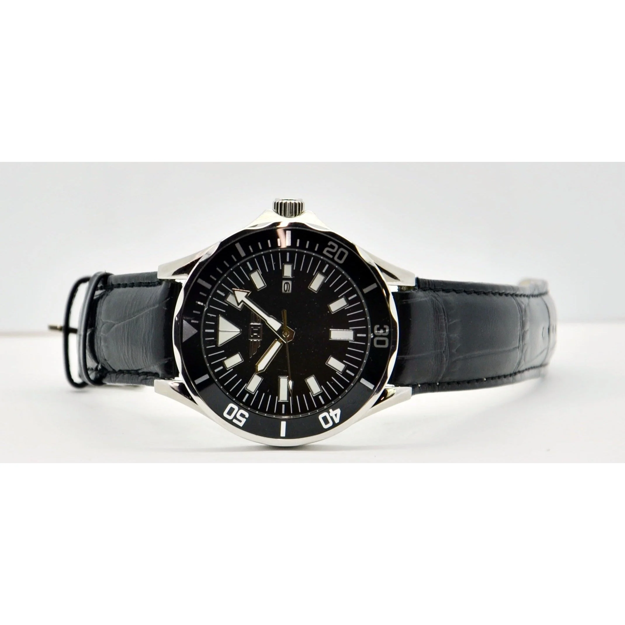 Invicta Watch Men's Black Dial Black Leather Strap - Image 2