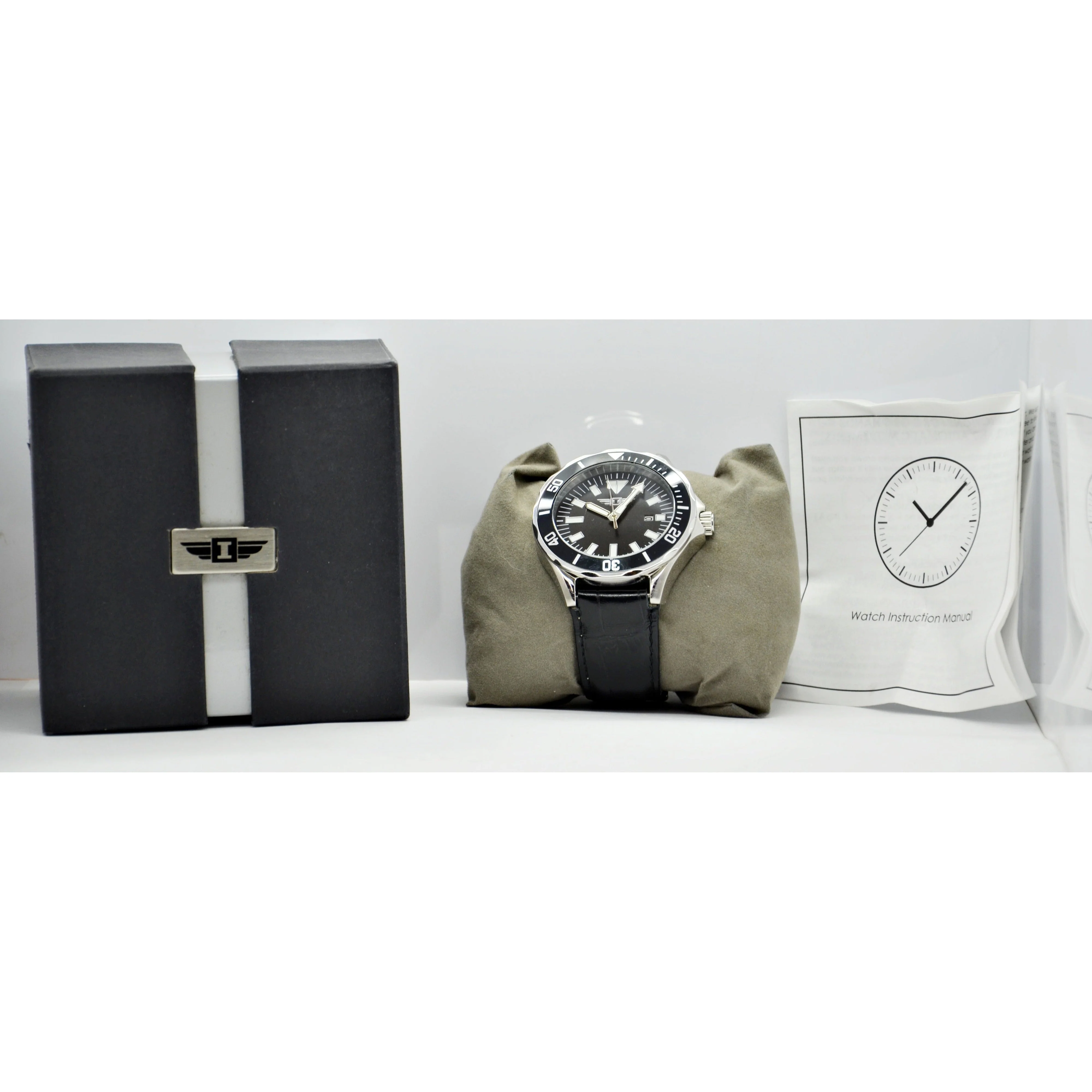 Invicta Watch Men's Black Dial Black Leather Strap - Image 3