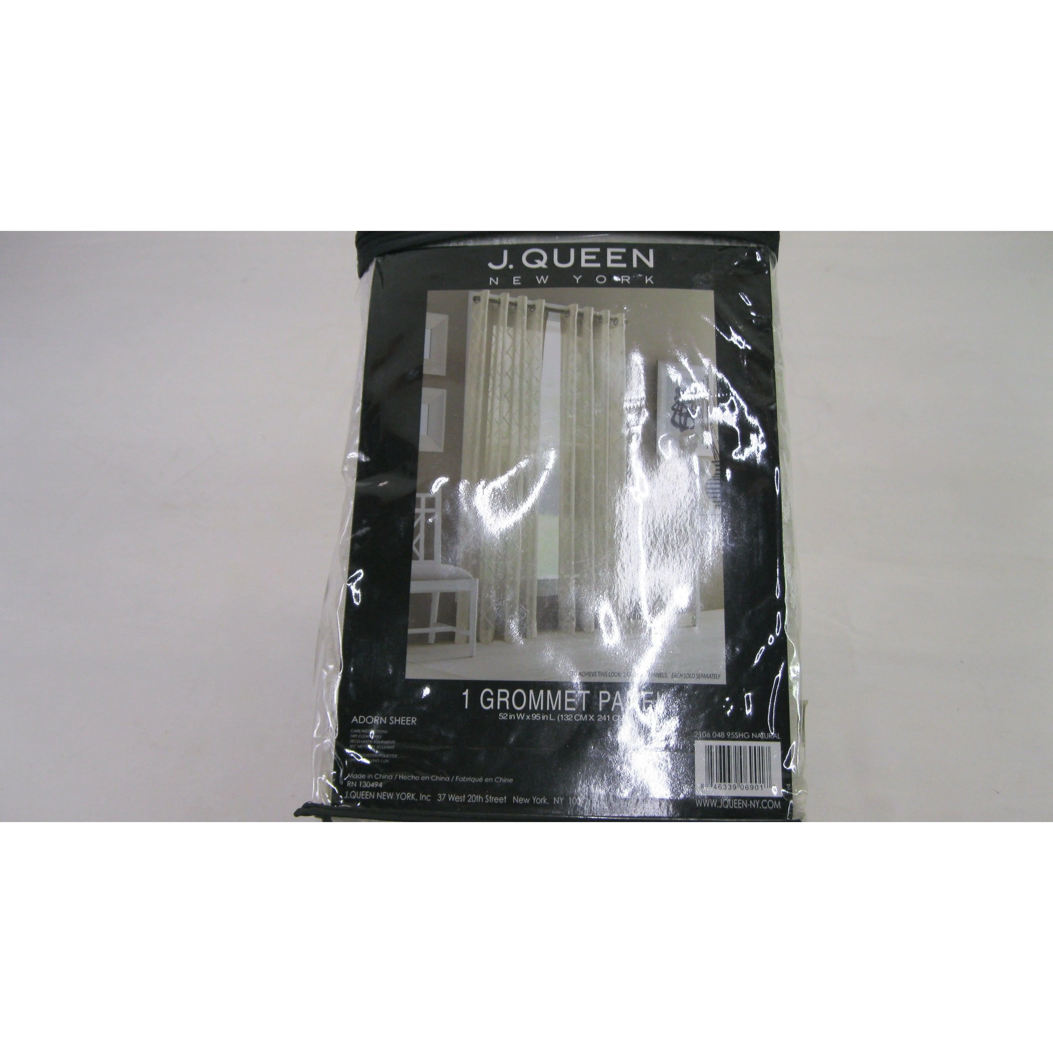 J. Queen New York Adorn Grommet Top Sheer Window Curtain Panel  95" Natural - Image 3