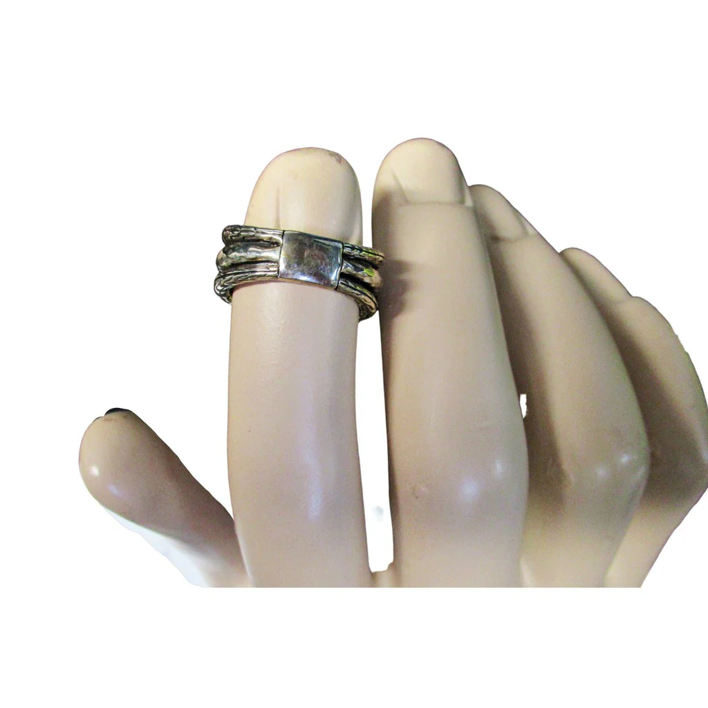 John Hardy Classic Chain Hammered Silver Ring - Image 4