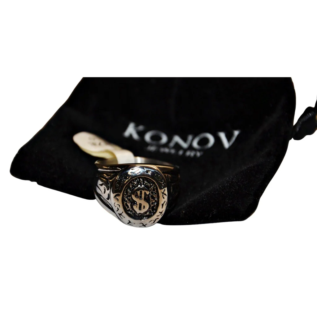 Konov Jewelry Men's Classic Dollar Sign Ring Size 10 - Image 2