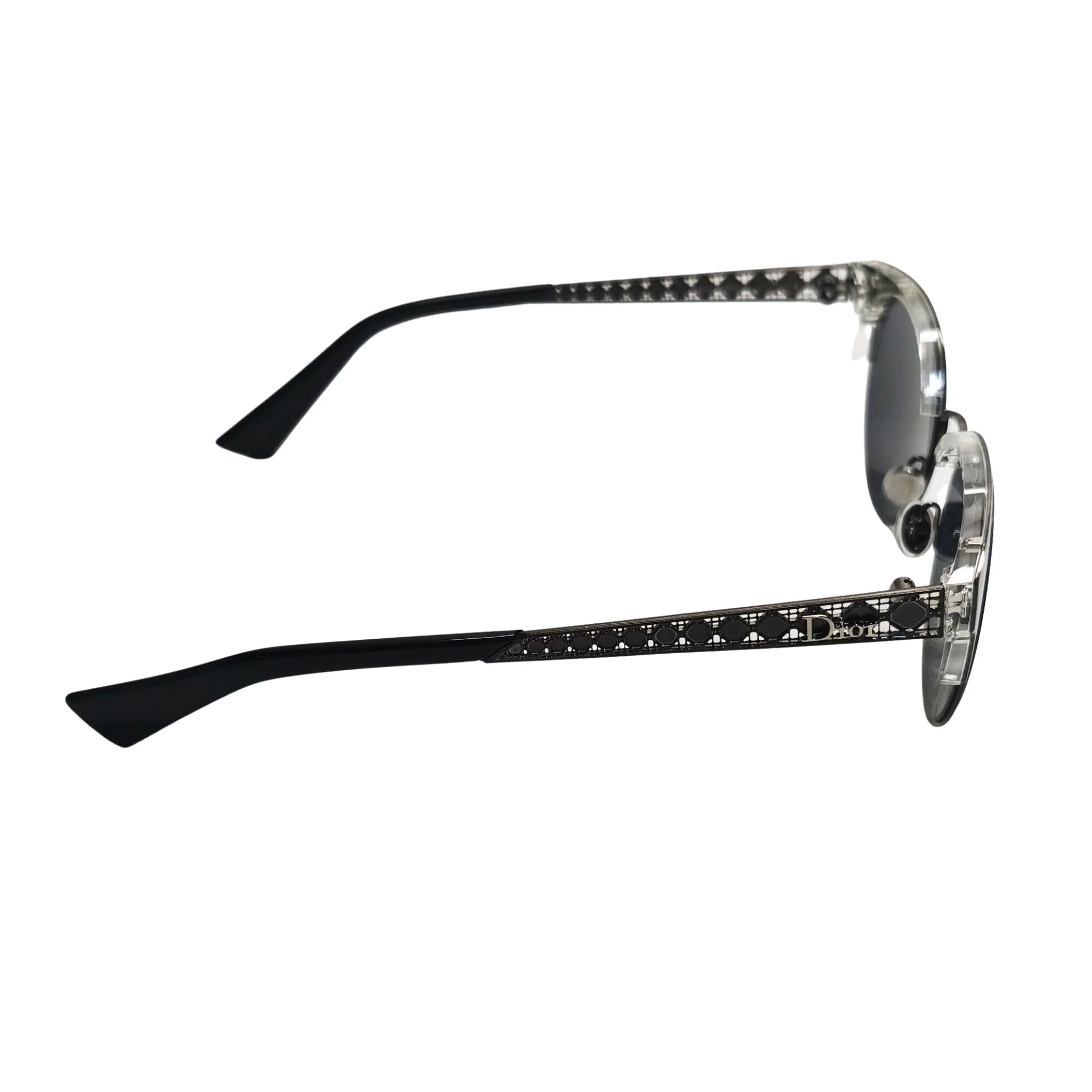 Ladies Safilo x Dior Round Browline Sunglasses - Black/Blue/Gunmetal - Image 10