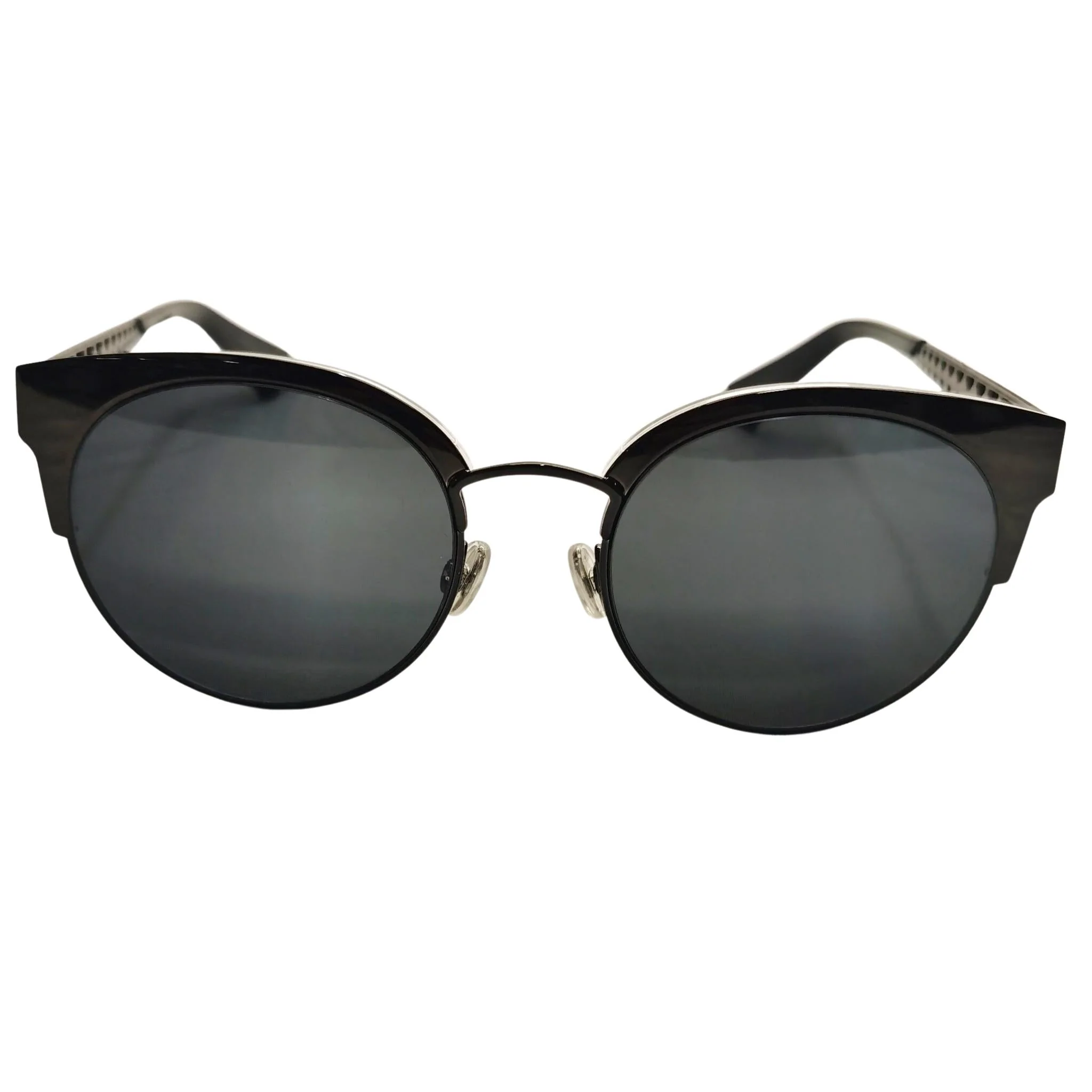 Ladies Safilo x Dior Round Browline Sunglasses - Black/Blue/Gunmetal - Image 3
