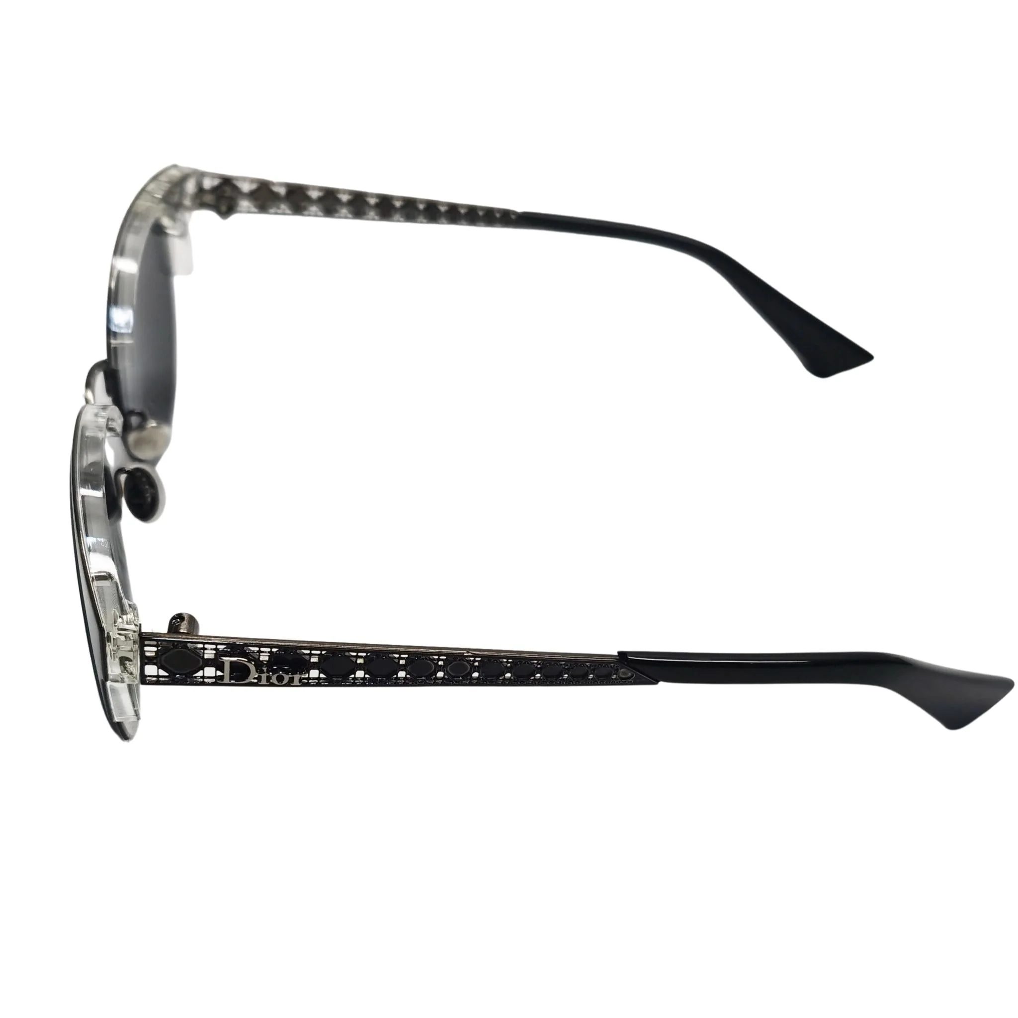 Ladies Safilo x Dior Round Browline Sunglasses - Black/Blue/Gunmetal - Image 9