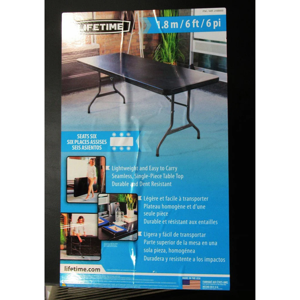 Lifetime Commercial Black Folding Table 6 ft. Black - Image 2