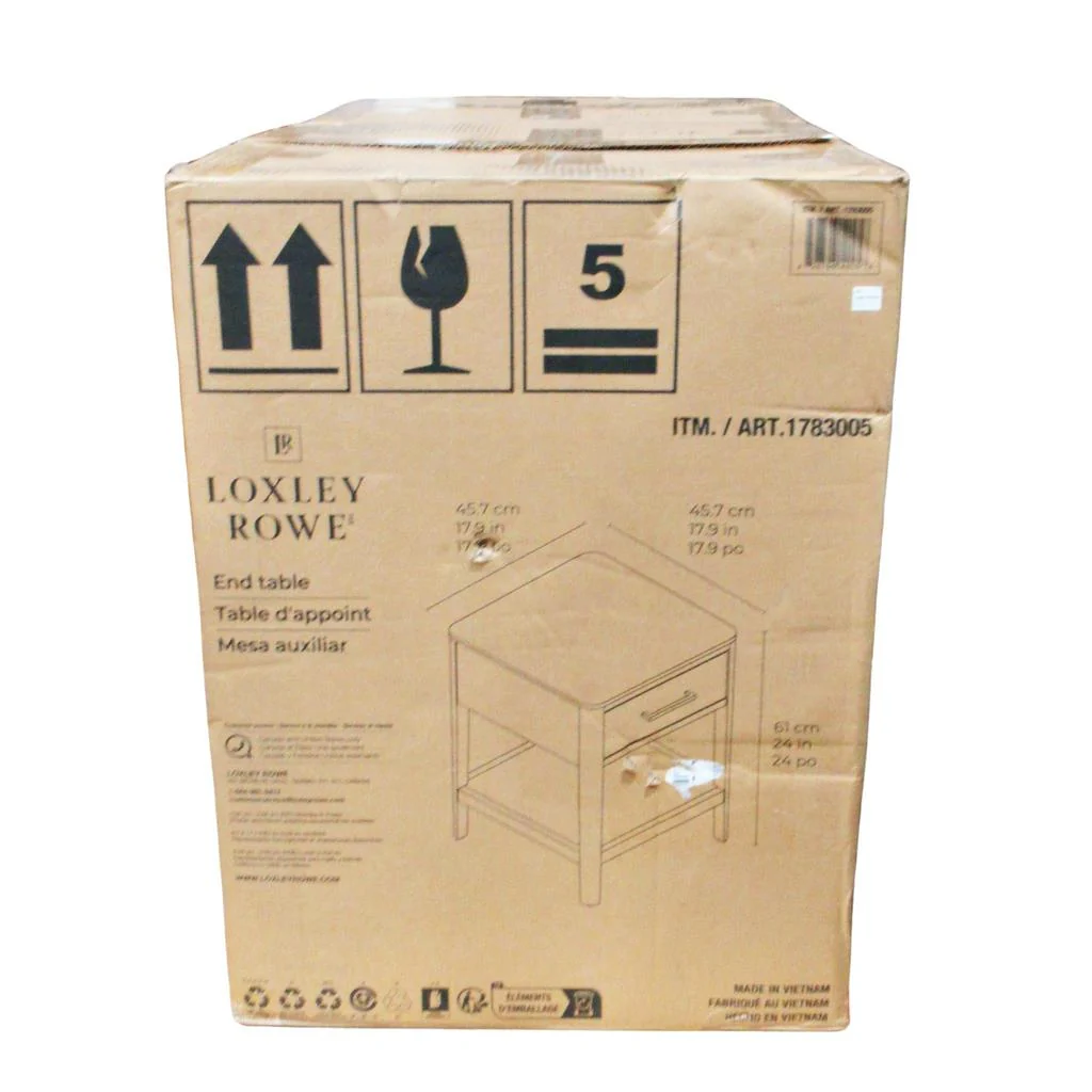 Loxley Rowe Mindi Stone Top End Table with Drawer - Image 4
