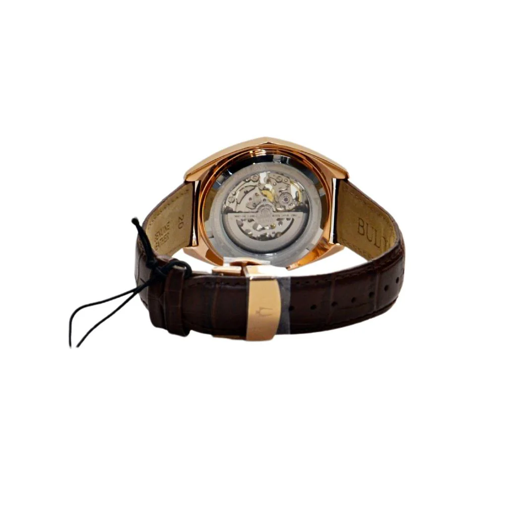 Bulova Men's Surveyor Rose-Tone Brown Leather Strap Watch - Image 4