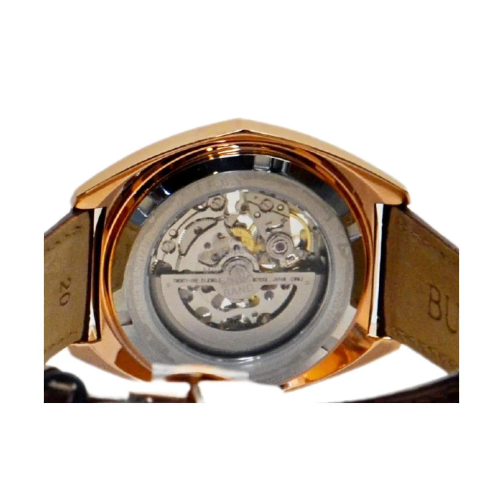 Bulova Men's Surveyor Rose-Tone Brown Leather Strap Watch - Image 5
