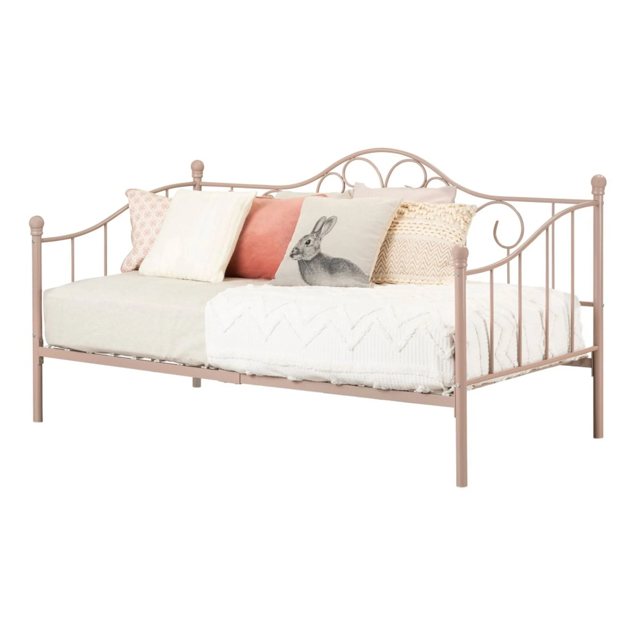 South Shore Lily Rose Metal Twin Daybed w/Metal Slats Pink - Image 2