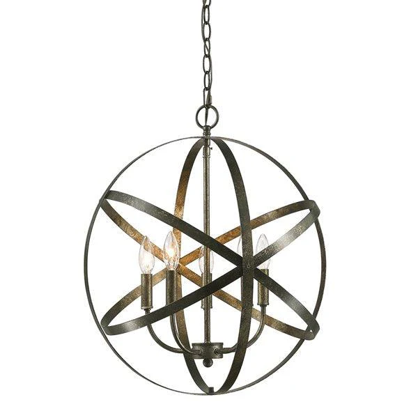 Millennium 5-Light Rubbed Silver Candle Pendant