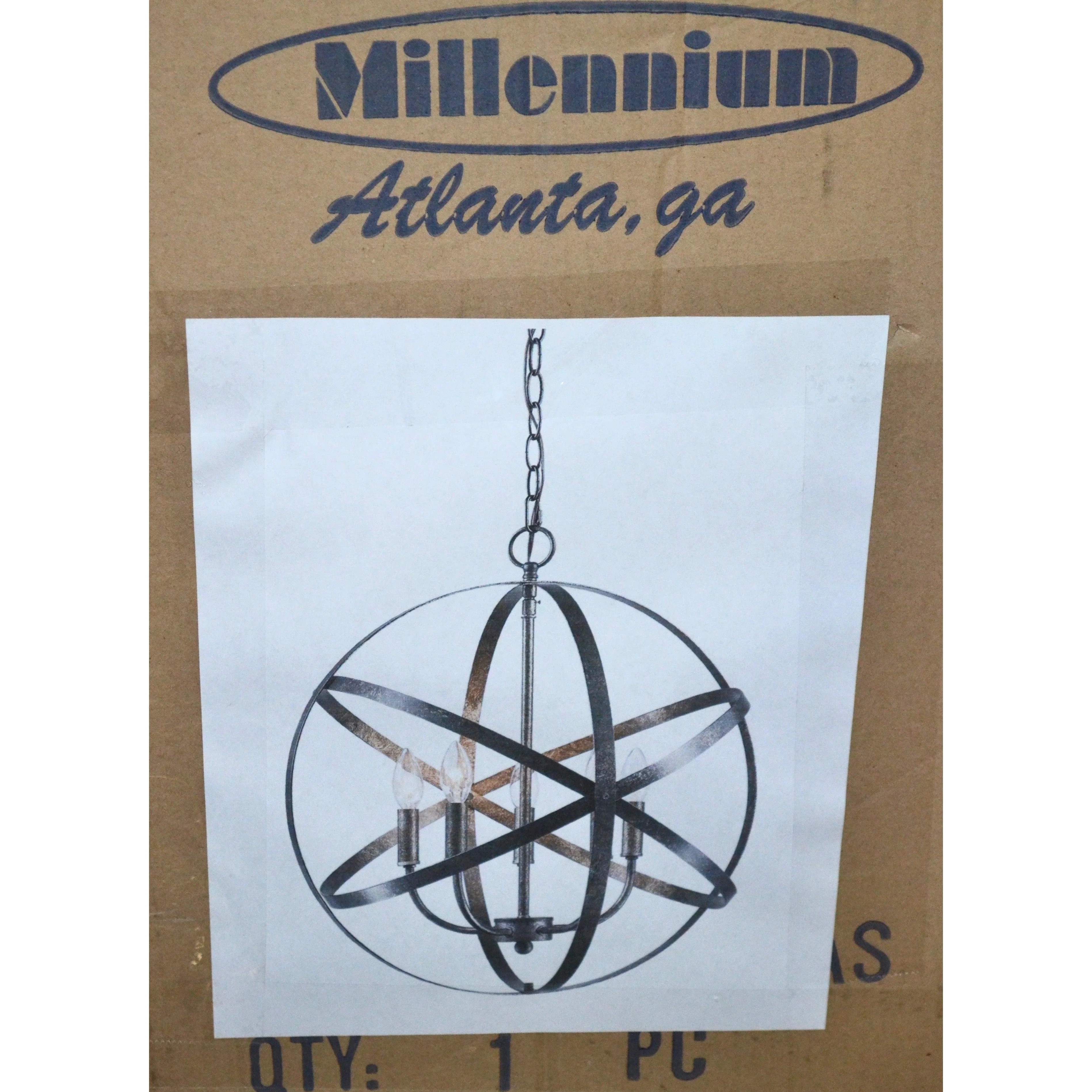 Millennium 5-Light Rubbed Silver Candle Pendant - Image 3