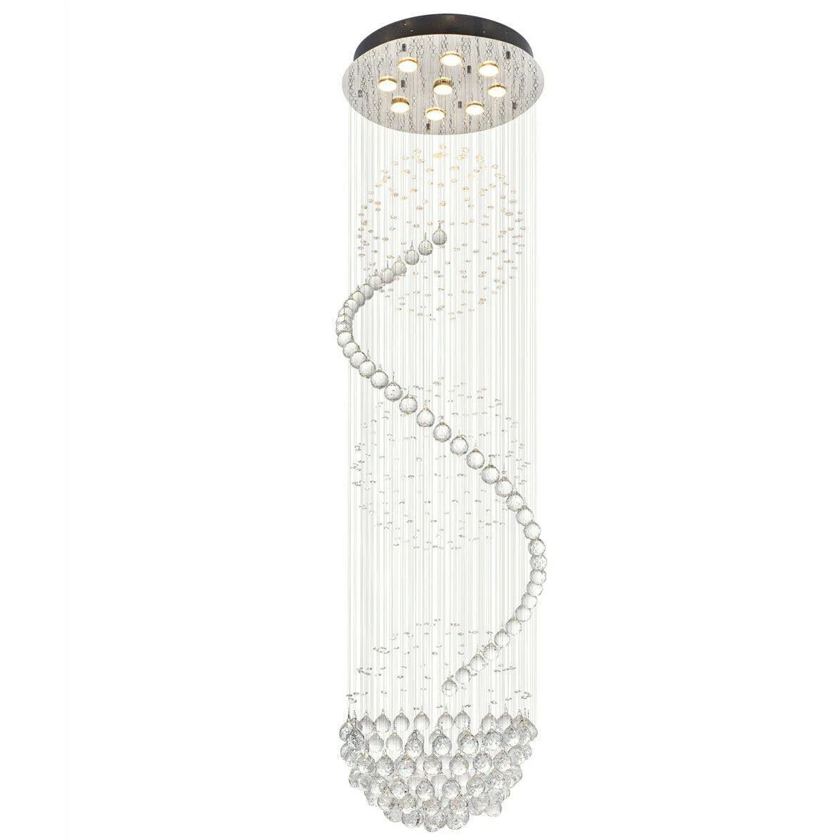 Modern Spiral Raindrop Crystal Chandelier D20" x H72"