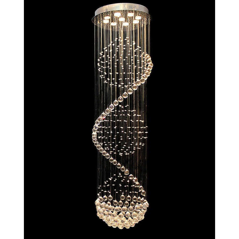 Modern Spiral Raindrop Crystal Chandelier D20" x H72" - Image 2
