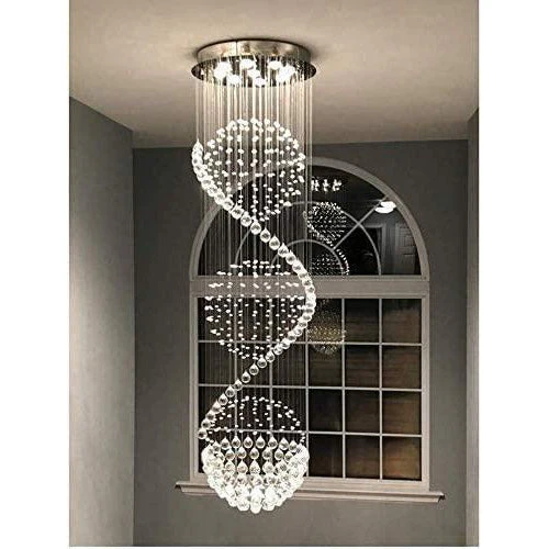 Modern Spiral Raindrop Crystal Chandelier D20" x H72" - Image 3