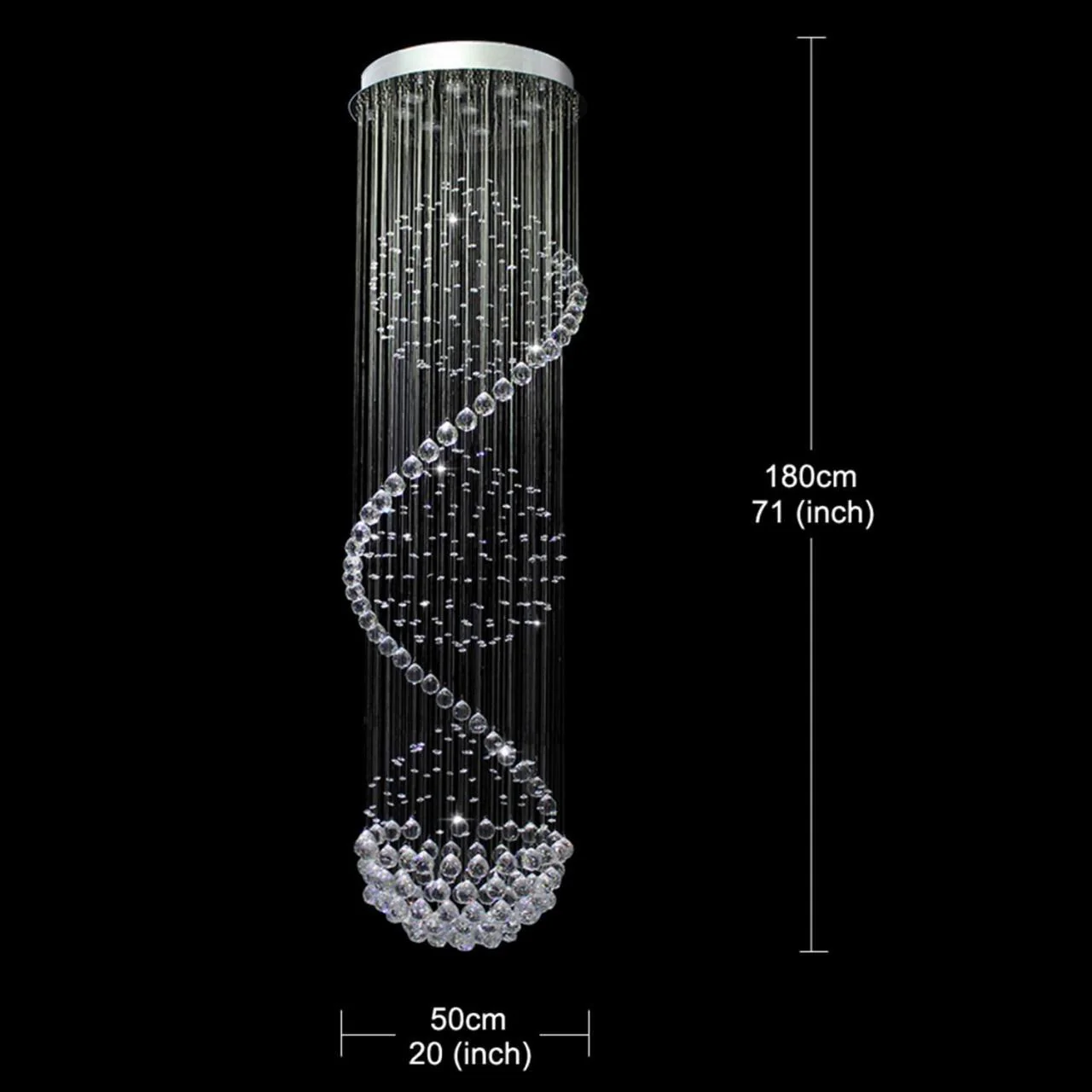 Modern Spiral Raindrop Crystal Chandelier D20" x H72" - Image 4