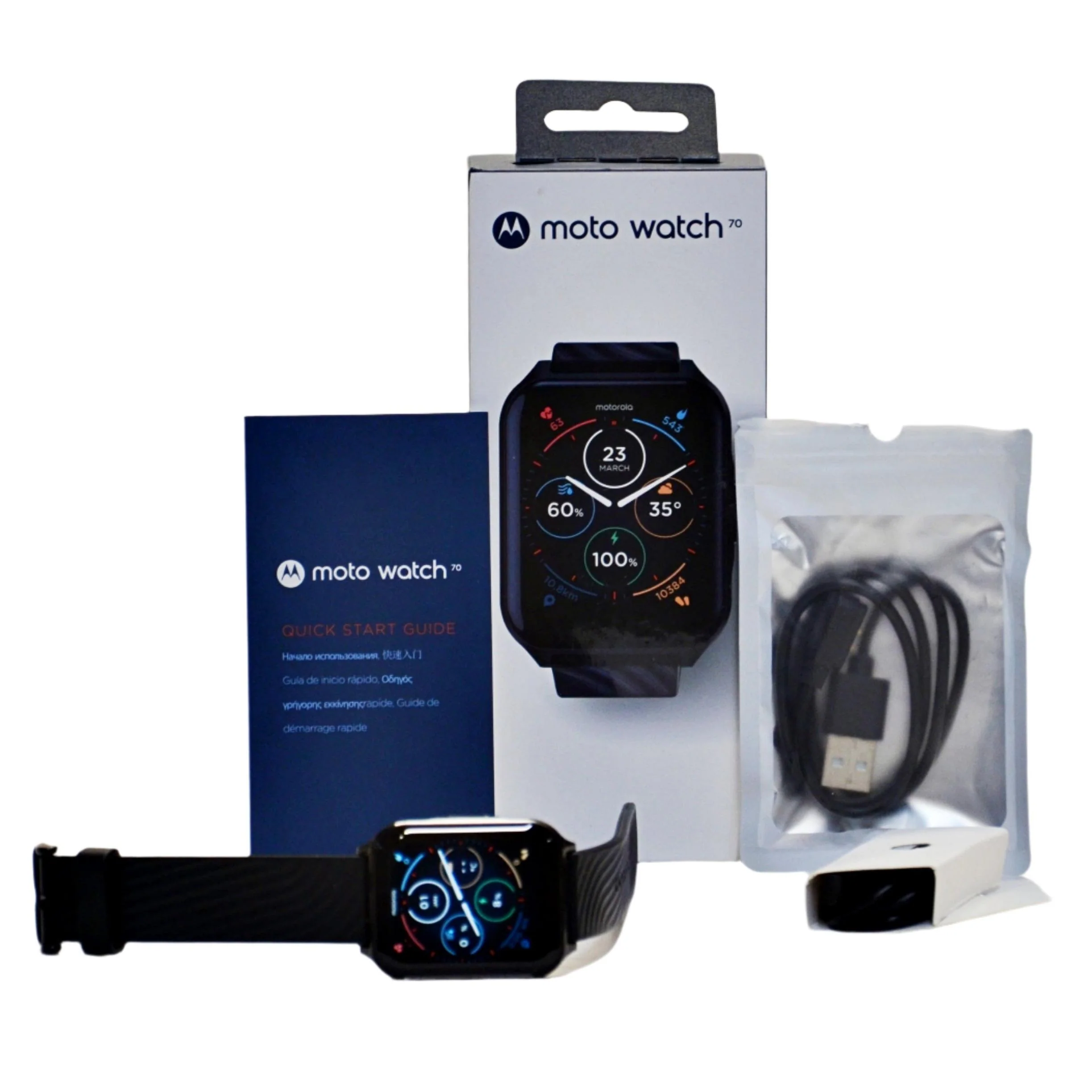 Motorola Moto Watch 70 Smartwatch with Heart Rate Monitor - Black