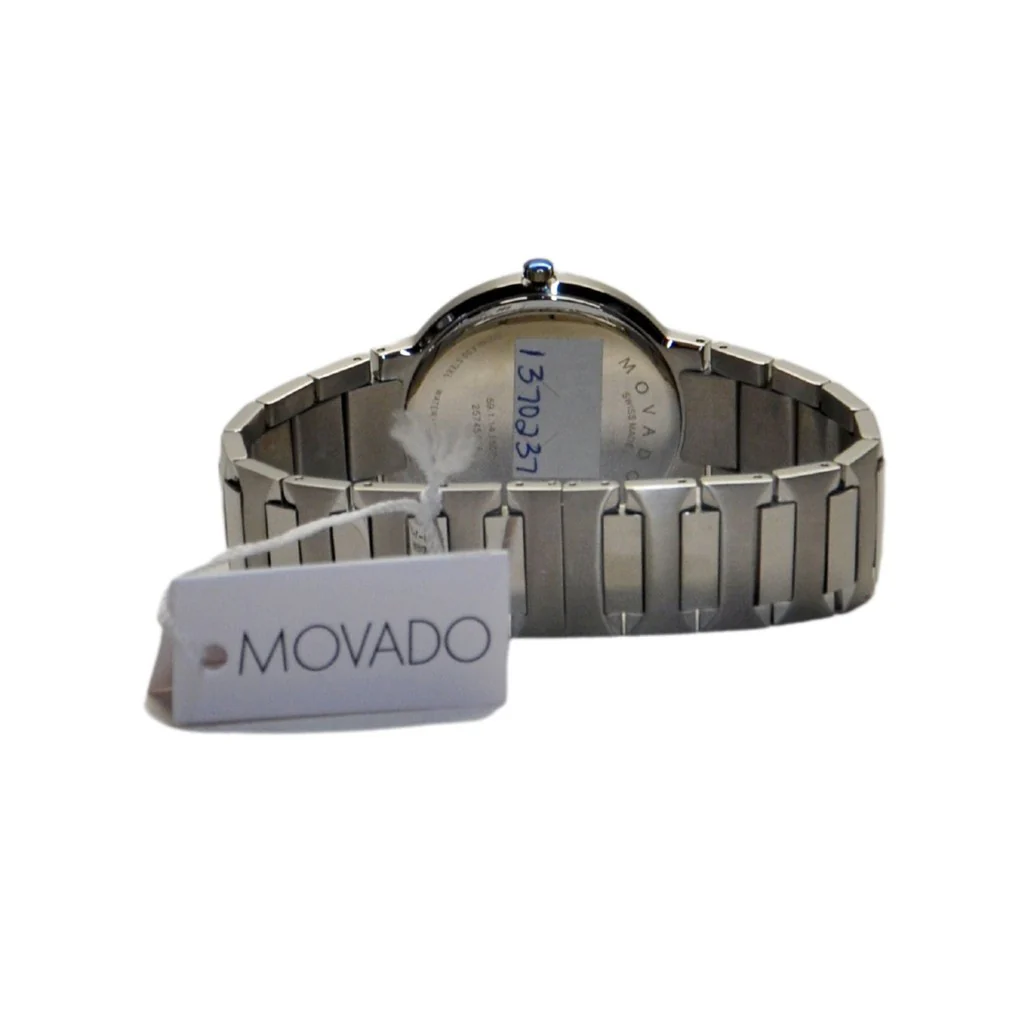 Movado Men's Quartz Black Dial Watch - Silver tone - Image 5